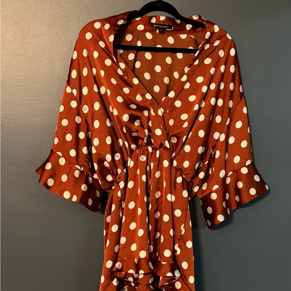Kittenish Rust Polka Dot Jumpsuit